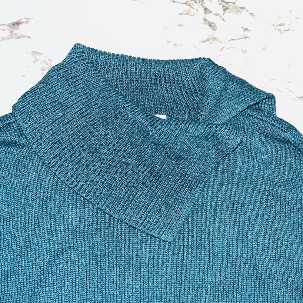 CABI Fold Over Cowl Neck Sweater Dolman Sleeves Knit Relaxed Green Women Sm - Picture 2 of 6